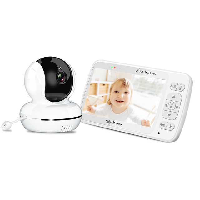 2.4 GHZ Remote Swivel Wireless Baby Monitor With 5 Inch 720P Color Display Support VOX Mode and Night Vision