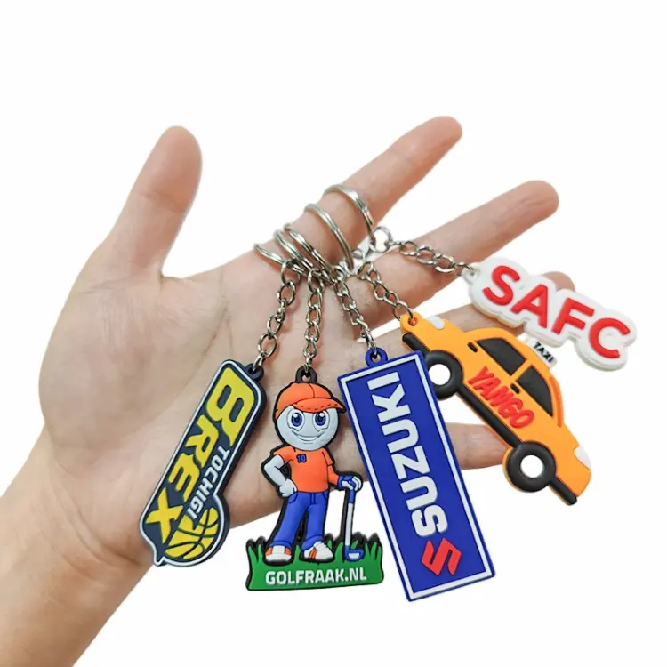 Promotional Custom Logo Rectangle Rubber 2d Die Cut Pvc Soft Plastic Personalized Gift Keychain In Bulk