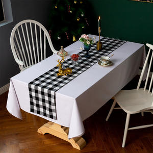 Vente en gros Nouveau chemin de table de Noël en tartan à carreaux Buffalo rouge Plaid décoration de table lavable résistant aux taches - Product Image 6
