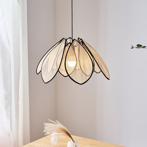 Lampe suspendue minimaliste moderne, couleur crème, ronde, E27, commande par interrupteur LED, pour salon, chambre à coucher, salon de thé - Product Image 4
