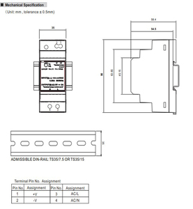 Minghong 12v 24v dc alimentation din rail AC à DC 30W transformateur industriel DIN-Rail 24V 1.5 Amp alimentation <span class=keywords><strong>HDR</strong></span>-30W-24V - Product Image 5