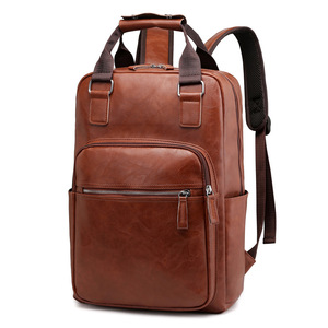 Mochila con textura de PU Retro para hombre, nueva moda, gran capacidad, viaje y portátil, bolsa de ordenador de negocios para verano - Product Image 4
