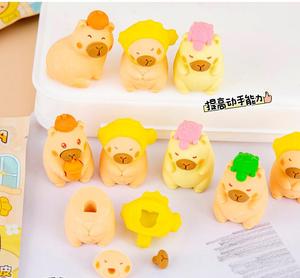 Số lượng lớn các mặt hàng văn phòng phẩm cho các trường học trẻ em mù hộp phim hoạt hình Kawaii Dễ thương Mini 3D Shape capybara tẩy cho trẻ em - Product Image 5