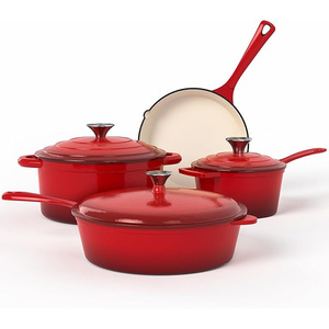 Geling thời trang mới hiện đại màu đỏ không độc hại nồi đồ dùng nhà bếp Cookware <span class=keywords><strong>sets</strong></span> Nhà cung cấp nhà máy không dính thép không gỉ nấu ăn nồi Set - Product Image 1