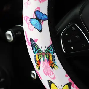 Cubierta de volante de mariposa para coche, cubierta antideslizante, elástica, plegable, de lujo, con estampado personalizado, venta al por mayor