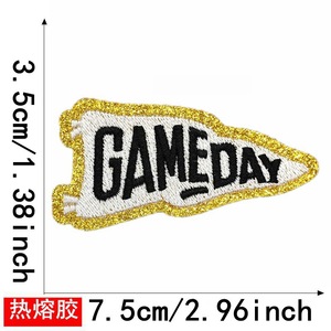 ZSY Selbst klebende Gold Glitter Stickerei <span class=keywords><strong>Patch</strong></span> Aufbügeln Game Day Dekor für Kleidung Hüte & Geschenke Mit Stoff Filz Materialien - Product Image 4