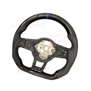 Volante de Fibra de Carbono para Volkswagen <span class=keywords><strong>Golf</strong></span> 7 7.5 MK7 GTI GTD GTE R Polo GTI Tiguan Passat 2013-2020 Volante de Carreras de Cuero - Product Image 2