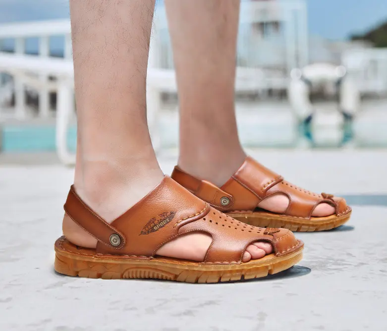 Leather Sandals Men Competitive Price Men'S Leather Slippers Sandals