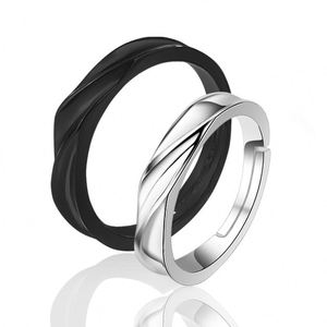 Anillos De Pareja Korean Black Silver Couple <b>Rings</b> Gift Trendy Open <b>Adjustable</b> <b>Rings</b> Fashion Simple Designer <b>Rings</b> for Couple - Product Image 1