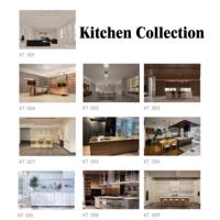 Gabinetes de Cocina Modulares de Lujo Personalizados, Isla Curva con Encimera de Mármol Rojo Mandarina y Gabinetes de Pared para Villa