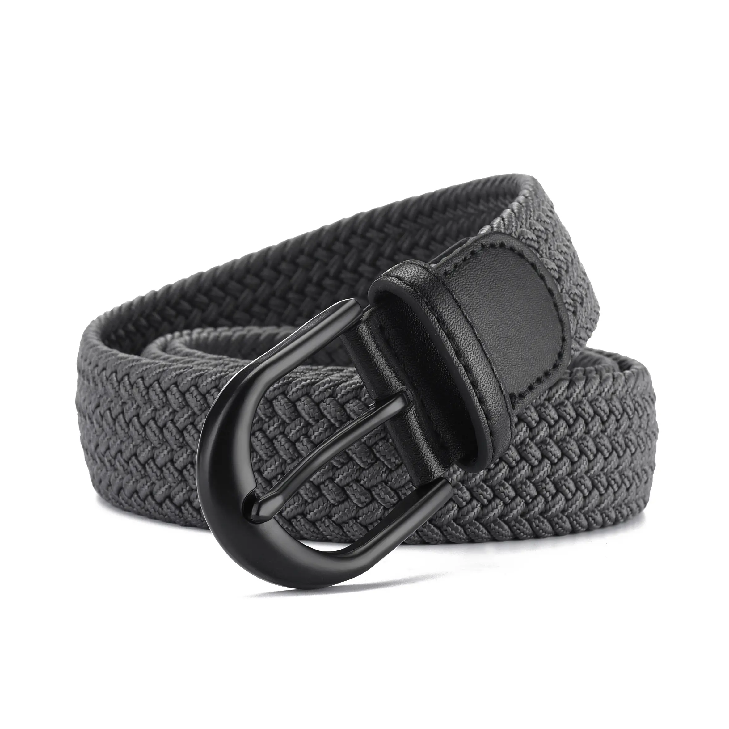 Custom Men Casual Knitted Fabric Woven Braided Elastic Stretch Belt Multi-color