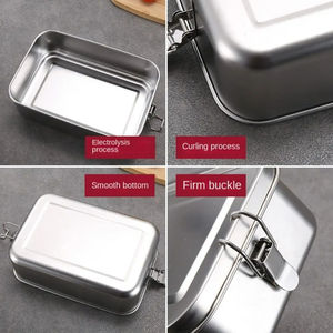 Lonchera Metálica Bento al por Mayor, Contenedor de Alimentos de Acero Inoxidable 304 con Cierre de Seguridad para Comidas de Estudiantes y Oficinas - Product Image 3