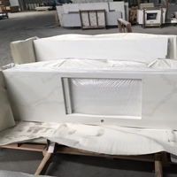 Plan de travail préfabriqué en quartz Calacatta, dalle de quartz, pierre de quartz à veines grises pour cuisine