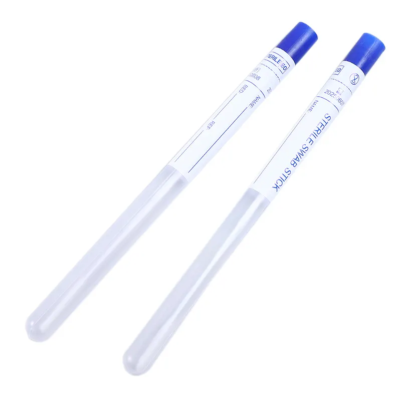 Medical disposable specimen collection sterile abs PP stick flocked nasal swab with tube