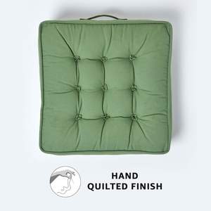 HOMESCAPES Coussin d'appoint de <span class=keywords><strong>fauteuil</strong></span> moderne en bois massif vert foncé Grand coussin de siège carré ferme de 50cm Soutenir 10cm d'épaisseur Soulever doux - Product Image 3