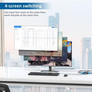 สวิตช์ VGA KVM 4 พอร์ตพร้อมสายเคเบิล, สวิตช์ USB VGA สำหรับคอมพิวเตอร์ 4 เครื่องแชร์จอภาพ 1 เครื่องและอุปกรณ์ USB 3 เครื่อง, 1920*1440, ไม่มีปุ่มลัด - Product Image 5