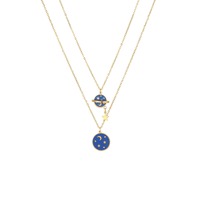 Chaîne de pull élégante pour femme, motif planète univers, en acier titane plaqué or 18 carats, design de niche, pendentif style INS, nouvelle collection 2026