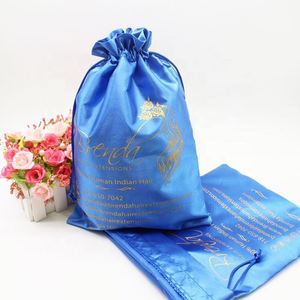 Sacs en satin personnalisés avec logo pour lingerie, extensions capillaires, perruques et mèches, avec cordon de serrage, emballage textile durable pour la vente en gros - Product Image 1
