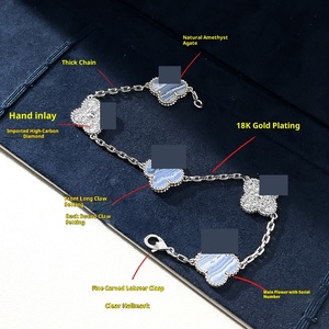 Cao cấp V vàng 2026 mô hình mới may mắn màu đỏ bốn lá cỏ ba lá năm hoa quyến rũ của trẻ em Vòng đeo tay mạ vàng ánh sáng sang trọng hợp thời trang - Product Image 1