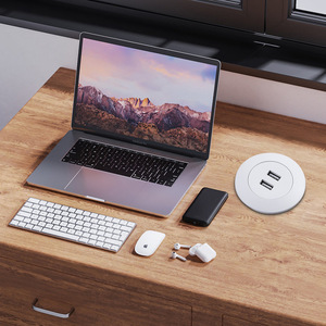 Zuogang <b>Round</b> USB Cable <b>Box</b> For Office Desk Charging Portable Cable Management Organizer Minimalist Design Standing Type - Product Image 2