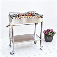 Barbecue extérieur avec réglage de la hauteur, en acier inoxydable, moteur sans fil, grill de style chypriote