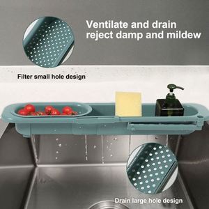Telescopic Kitchen Sink Organizer Telescopic Sink <b>Storage</b> Rack Holder Adjustable Colander <b>Collapsible</b> Drainer Basket - Product Image 4