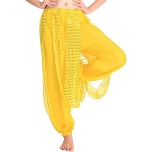 Pantalones Bombachos de Danza del Vientre de Chifón, Pantalones Árabes de Halloween con Lentejuelas Brillantes, Pantalones de Fantasía <span class=keywords><strong>para</strong></span> Bailarinas - Product Image 6