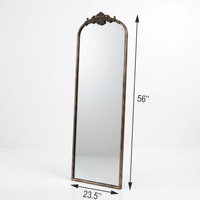 Miroir vintage pleine longueur : 23,5 x 56 pouces, noir et or, miroir corporel long et arqué