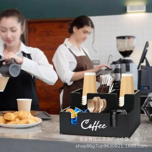 กล่องเก็บกาแฟไม้สไตล์มินิมอลแบบข้ามพรมแดน กล่องจัดระเบียบถุงชาและถุงกาแฟแบบหลายช่อง ใช้งานได้หลากหลายบนโต๊ะ - Product Image 2