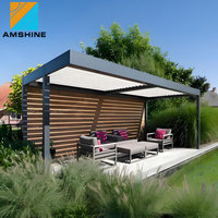 Pérgola de Aluminio con Techo de Láminas, Estructura para Jardín Exterior de Fácil Montaje, Marco con Recubrimiento en Polvo, Gazebo para Patio, Toldo