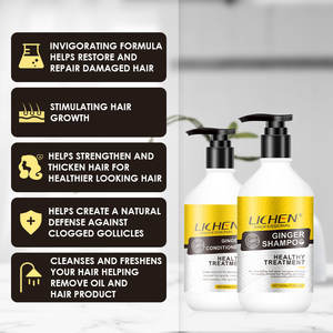 Lichen-champú y acondicionador <span class=keywords><strong>para</strong></span> el crecimiento <span class=keywords><strong>del</strong></span> <span class=keywords><strong>cabello</strong></span>, marca privada, anticaída de <span class=keywords><strong>cabello</strong></span>, jengibre - Product Image 4