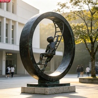 YOUFINE Escultura de Bronce de Niños Escalando, Arte Metálico Realista con Grupo de Niños en Diferentes Posiciones para Plaza Cultural de Ciudad o Adorno Escolar
