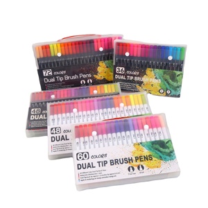 Wholesale Art Drawing Markers Fineliner 12/24/36 Color Dual Tip Brush Pen Set