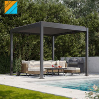 Pergola bioclimatique moderne en aluminium robuste avec toit à lames orientables pour patio extérieur