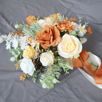 Ramo de Novia Romántico Europeo de Lujo en Tono Naranja, Flores Artificiales de Seda, Accesorio de Fotografía para Bodas, Decoración para el Hogar, Nueva Llegada