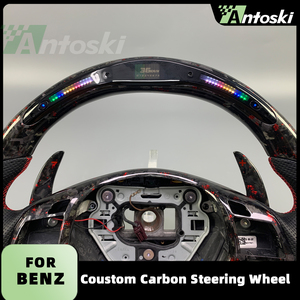 <span class=keywords><strong>Volant</strong></span> en cuir de carbone forgé <span class=keywords><strong>AMG</strong></span> avec accessoires d'intérieur à LED Mise à niveau de Mercedes-Benz W204 W205 2013-2018 - Product Image 2