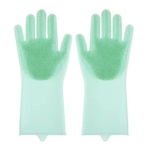 Food grade heat resistant silicone scrubber gloves colorful kitchen magic cleaning tools silicone dish washing gloves wholesale