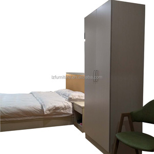Lit d'hôtel 3 étoiles en gros, personnalisable, simple ou double, avec cadre en bois durable pour projets de mobilier de chambre d'hôtel économique - Product Image 5