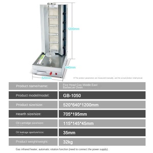 Machine à griller Shawarma à gaz Machine à kebab de table en acier inoxydable - Product Image 3