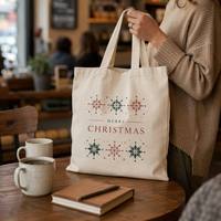 Sac de transport en toile textile biodégradable pour Noël, personnalisable en gros avec impression sérigraphique, pour la vente au détail