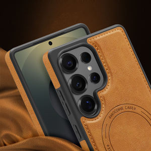 Étui de téléphone en cuir de luxe tendance et simple avec logo personnalisé, coque intégrée avec film protecteur antichoc pour Samsung - Product Image 2