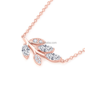 925 Sterling Zilver Rhodium Plated Gra Certificaat 0.3ct D Kleur Marquise Cut Moissanite Blad Kruis Ketting Ketting Vrouwen - Product Image 4