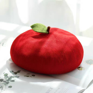 Béret de peintre personnalisé style Soft Girl, motif mignon de feuille, bourgeon, fruit, pomme, orange, pour enfants et femmes - Product Image 2