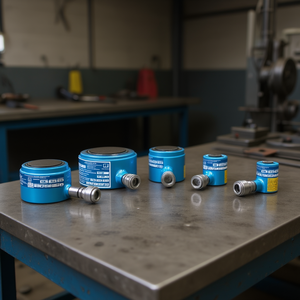 Cilindros Hidráulicos de Acción Simple Ttake, Línea Compacta, Cuerpo Azul, con Conexiones Rápidas para Uso Industrial - Product Image 3