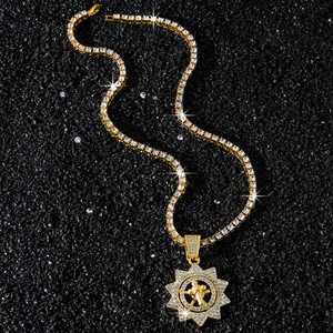 2026 New Popular Design Sunflower <b>Cross</b> Pendant Necklace Light Luxury Hiphop Style Alloy Men's Necklaces Fashionable Jewelry - Product Image 3