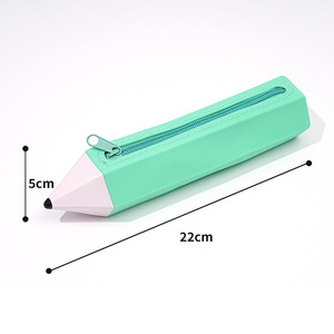 Mint Green Pencil-Shaped Zipper Pencil Case Fabric Novelty <b>School</b> Office Supply - Product Image 2