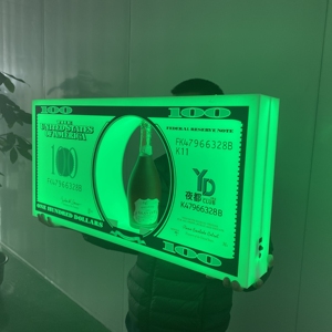 Hot bán hộp đêm LED chúng tôi đô la rượu sâm banh chai thuyết trình 100 Mỹ tiền tệ Benjamin hiển thị tiền đứng kim loại Acrylic - Product Image 5