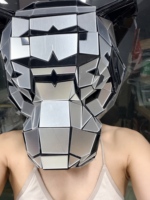 Casque de scène portable en forme de tête de tigre, avec miroir, pour performance, cosplay, danse de salon et tenue de scène en boîte de nuit