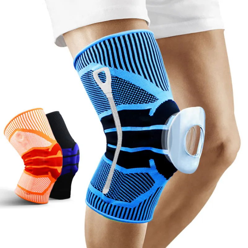 KS-2098# Basketball Silicone Knee Brace Knee Support For Athletes with Compression Stabilization and Patellar Knee pad