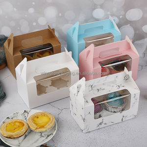 Boîte à gâteaux en papier kraft avec poignée emballage biodégradable mini boîtes à gâteau pignon avec poignées boîte à gâteaux de rêve - Product Image 5